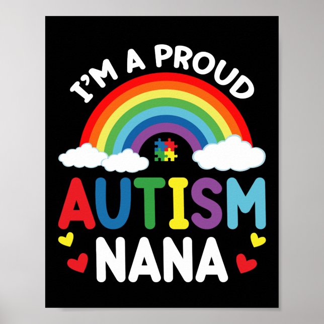 Rainbow I'm A Proud Autism Nana Autism Awareness Poster (Front)