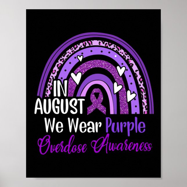 Rainbow In August We Wear Purple Overdose Awarenes Poster (Front)