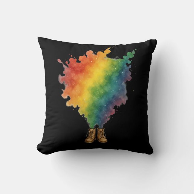 Rainbow IN Beige Boots  Throw Pillow (Front)