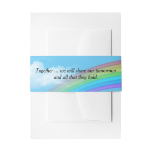 Rainbow In Cloud With Wedding Quote Invitation Belly Band