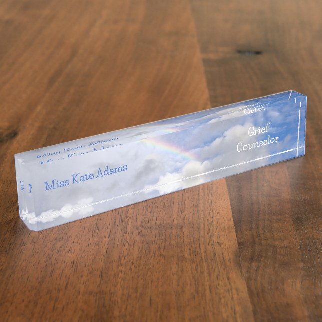 "RAINBOW IN CLOUDS" DESK NAMEPLATE (Side)