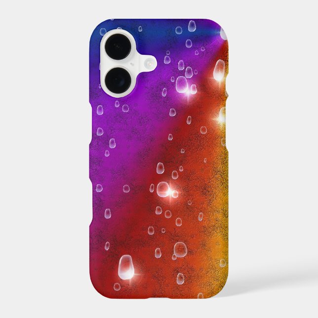 Rainbow in Elephant Skin Leather Optik , Raindrops iPhone Case (Back)