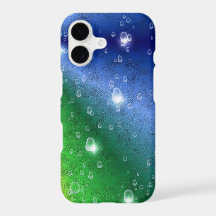 Rainbow in Elephant Skin Leather Optik & Raindrops iPhone 17 Case