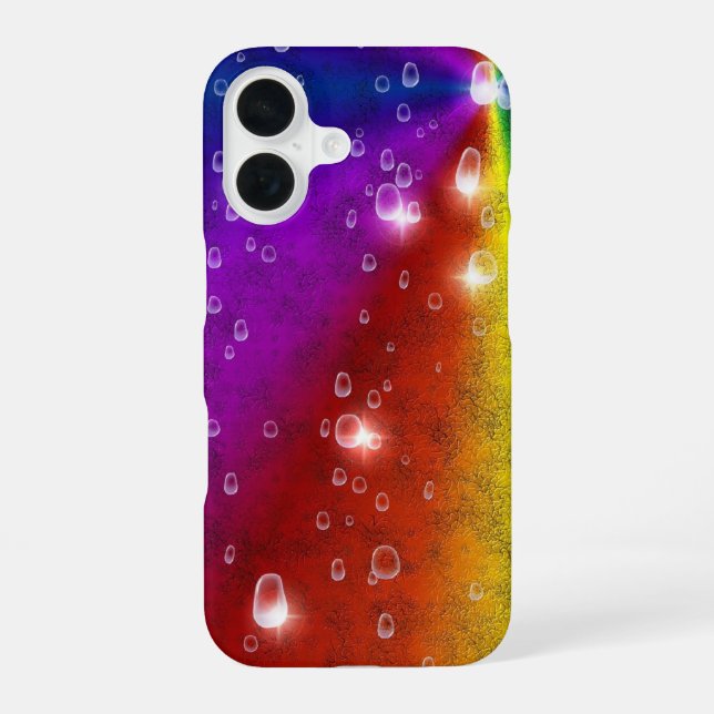 Rainbow in Elephant Skin Leather Optik , Raindrops iPhone Case (Back)