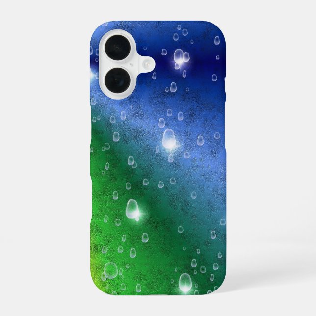 Rainbow in Elephant Skin Leather Optik & Raindrops iPhone Case (Back)