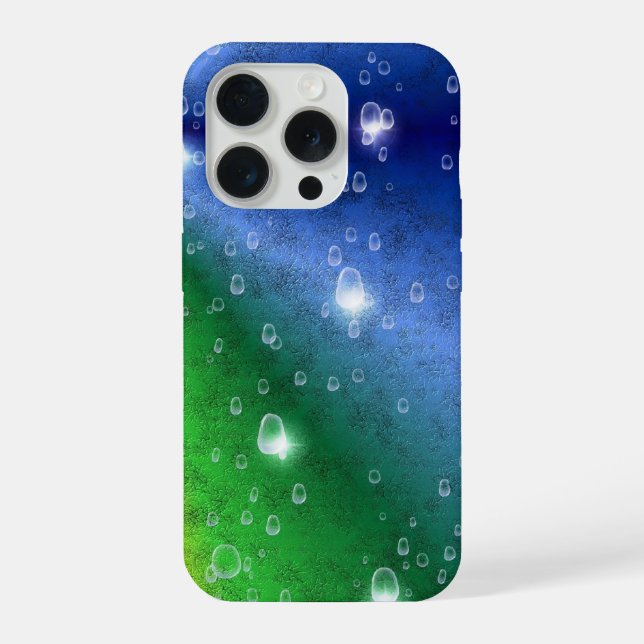Rainbow in Elephant Skin Leather Optik & Raindrops iPhone Case (Back)