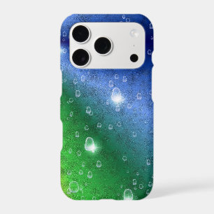 Rainbow in Elephant Skin Leather Optik & Raindrops iPhone 17 Pro Case