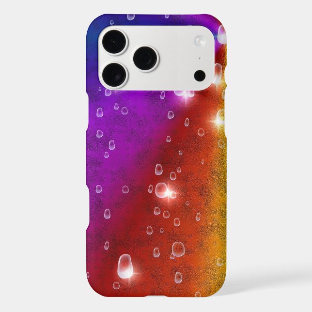 Rainbow in Elephant Skin Leather Optik , Raindrops iPhone Case (Back)