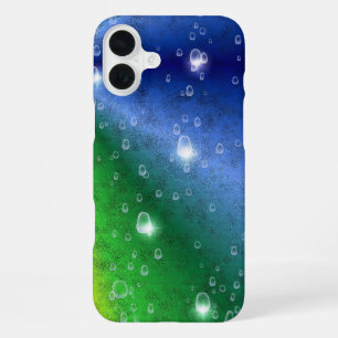 Rainbow in Elephant Skin Leather Optik & Raindrops iPhone 16 Plus Case