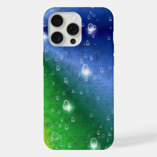 Rainbow in Elephant Skin Leather Optik & Raindrops iPhone 15 Pro Max Case