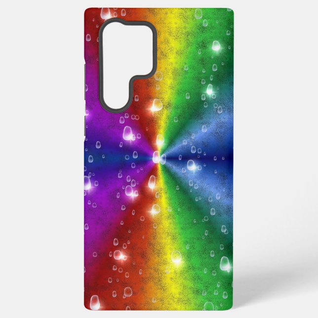 Rainbow in Elephant Skin Leather Optik , Raindrops Samsung Galaxy Case (Back)