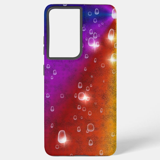 Rainbow in Elephant Skin Leather Optik , Raindrops Samsung Galaxy Case (Back)