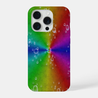 Rainbow in elephant skin leather optik with drops iPhone 15 pro case