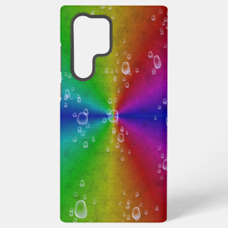 Rainbow in elephant skin leather optik with drops samsung galaxy s22 ultra case
