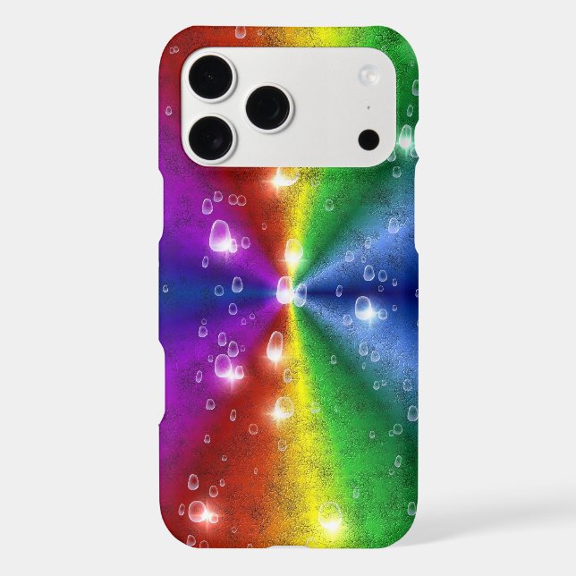 rainbow in elephant skin leatheroptik & raindrops Case-Mate iPhone case (Back)