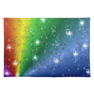 rainbow in elephant skin leatheroptik & raindrops placemat