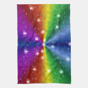 rainbow in elephant skin leatheroptik & raindrops towel