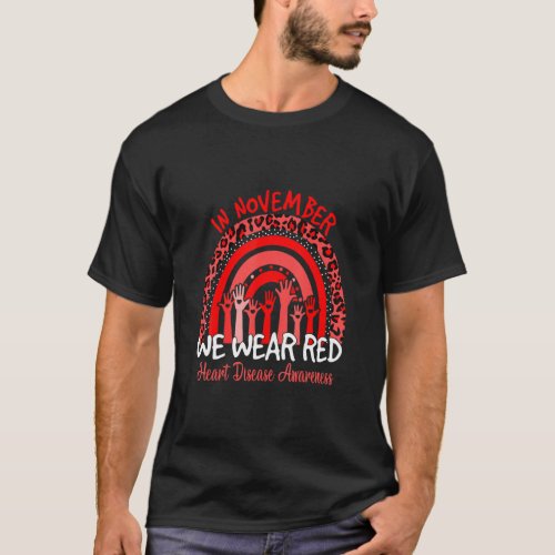 Rainbow In February We Wear Red Heart Disease Mont T_Shirt