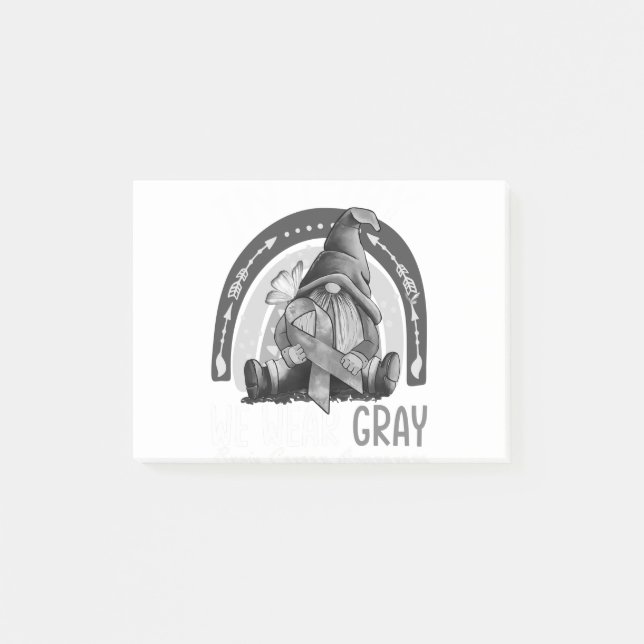 Rainbow In May We Wear Gray Brain Cancer Awareness Post-it Notes (Front)