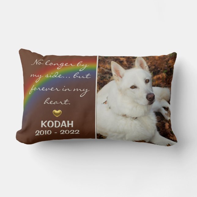Rainbow in Memory of Pet Dog Cat Pet Memorial Lumbar Pillow (Front)