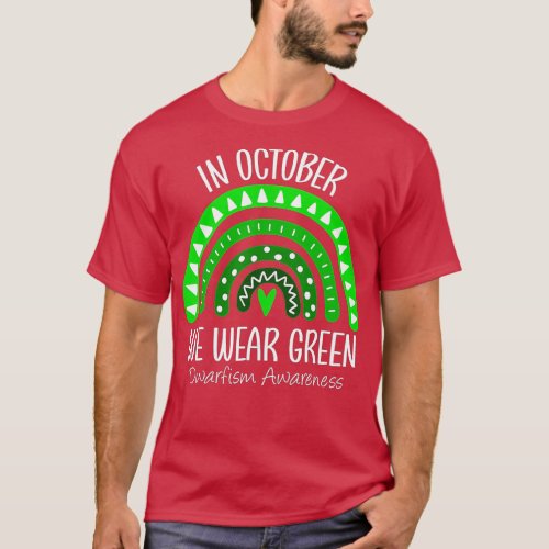Rainbow In October We Wear Green Dwarfism Awarenes T_Shirt