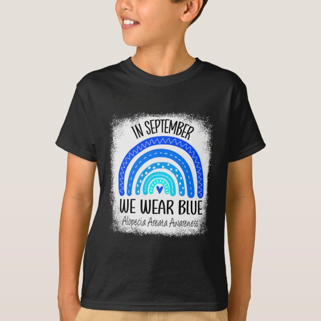 Rainbow In September We Wear Blue Alopecia Areata  T-Shirt (Front)