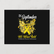 Rainbow In September We Wear Gold Childhood Cancer Announcement Postcard