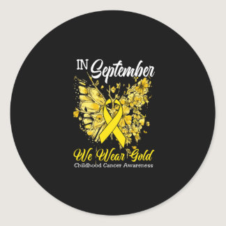 Rainbow In September We Wear Gold Childhood Cancer Classic Round Sticker