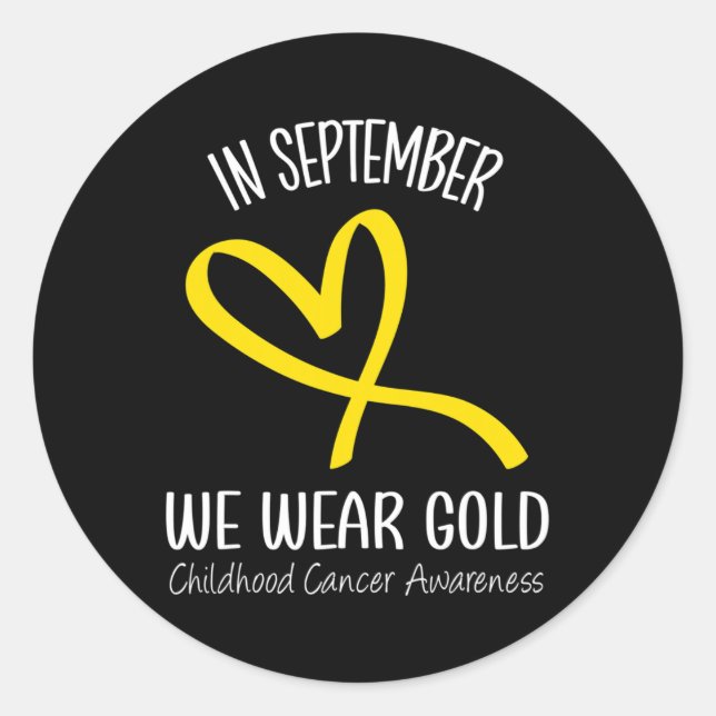 Rainbow In September We Wear Gold Childhood Cancer Classic Round Sticker (Front)