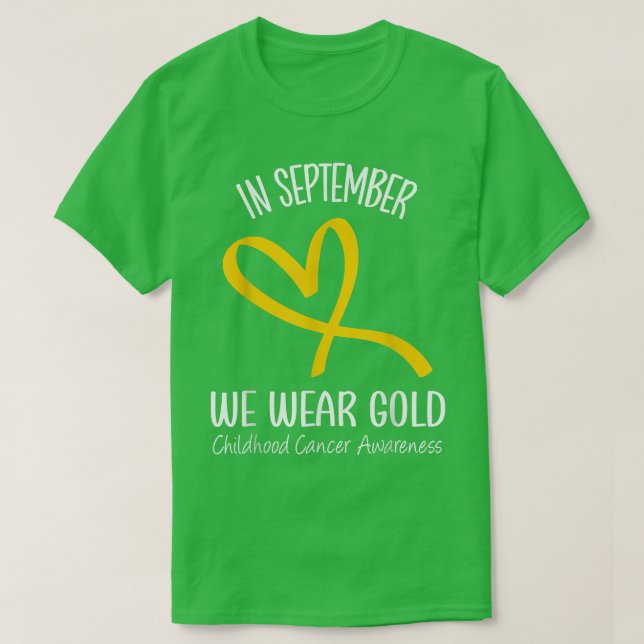 Rainbow In September We Wear Gold Childhood Cancer T-Shirt (Design Front)