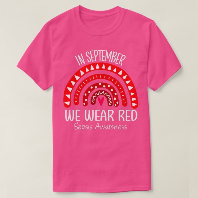 Rainbow In September We Wear Red Sepsis Awareness  T-Shirt (Design Front)