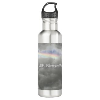 Rainbow in Storm Clouds Sky Gray Stainless Steel Water Bottle