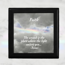 Rainbow in Stormy Sky Quote with Name wooden Gift Box