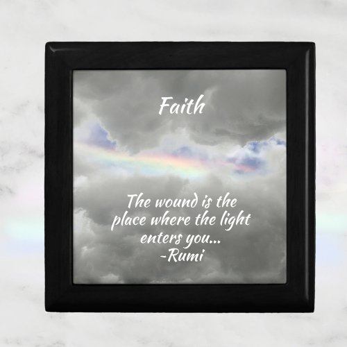 Rainbow in Stormy Sky Quote with Name wooden Gift Box