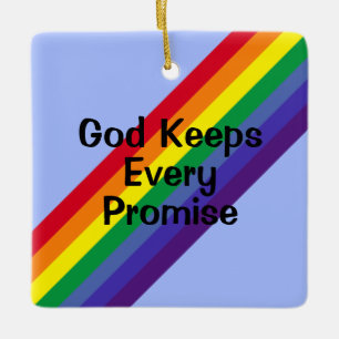 Rainbow in the Sky Inspirational Bible Verse Ceramic Ornament