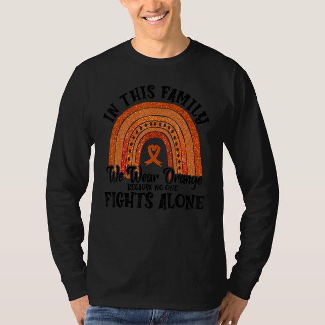 Rainbow In This Family We Wear Orange Leukemia Awa T-Shirt (Front)
