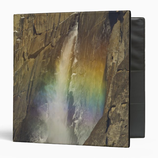 Rainbow in Upper Yosemite Falls in Yosemite 3 Ring Binder (Front/Inside)