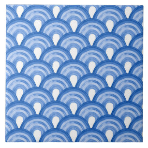 Rainbow in watercolor - blue pattern ceramic tile