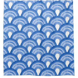 Rainbow in watercolor - blue pattern shower curtain