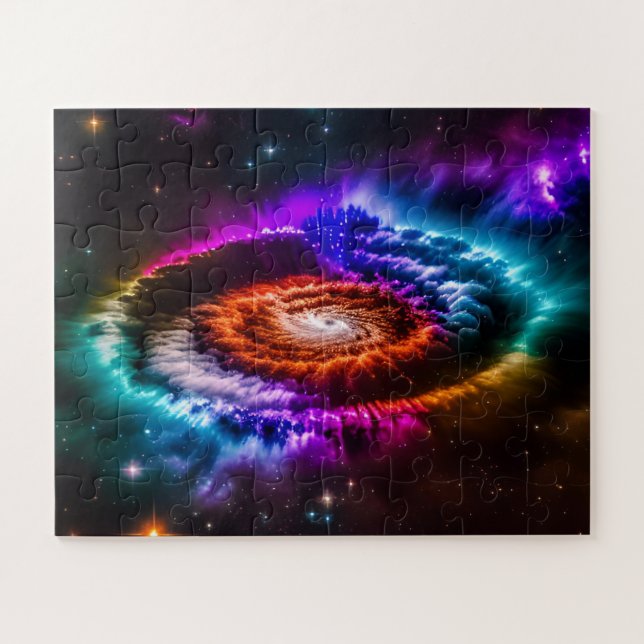 Rainbow Indigo Spiral Galaxy in Universe Jigsaw Puzzle (Horizontal)