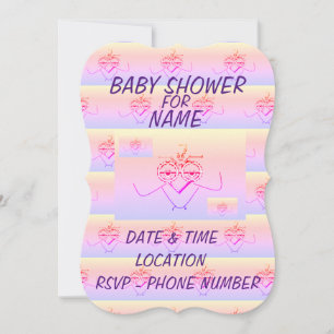 Rainbow Infant Baby Bird Colorful Baby Shower Invitation