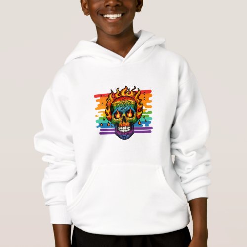 Rainbow Inferno Skull Hoodie