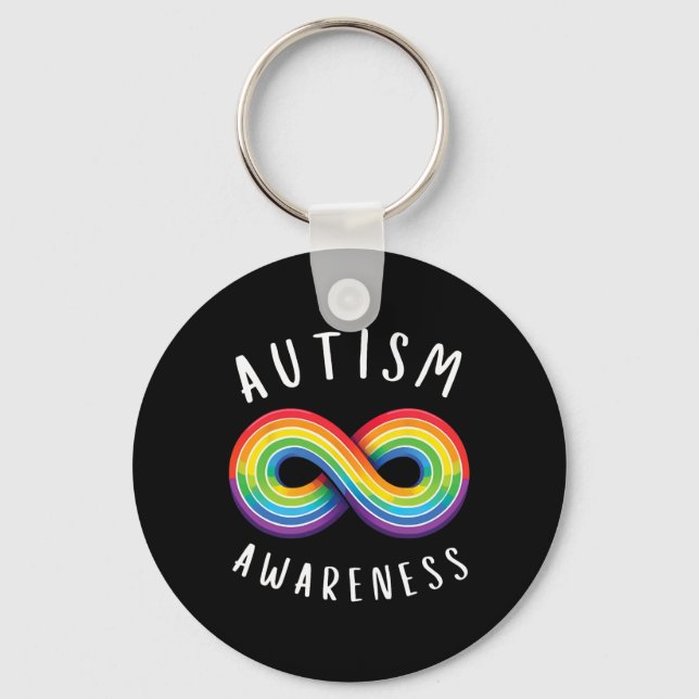 Rainbow Infinity Autism Awareness  Keychain (Front)