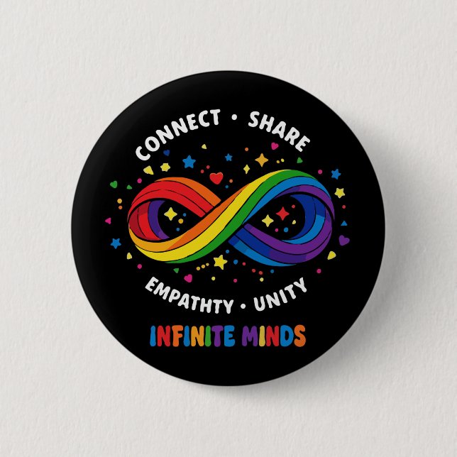 Rainbow Infinity Neurodiversity Symbol - Infinite  Button (Front)