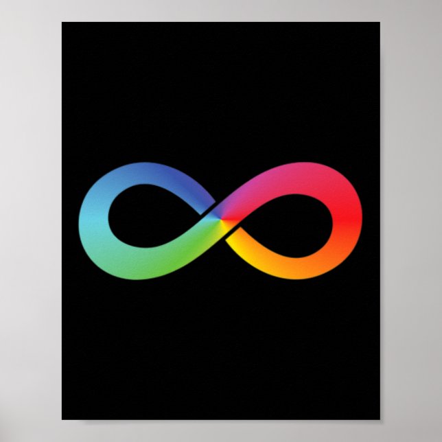 Rainbow Infinity Symbol Autism Awareness Neurodive Poster (Front)