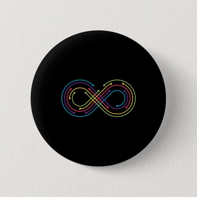 Rainbow Infinity Symbol Pride Autism Awareness Neu Button (Front)