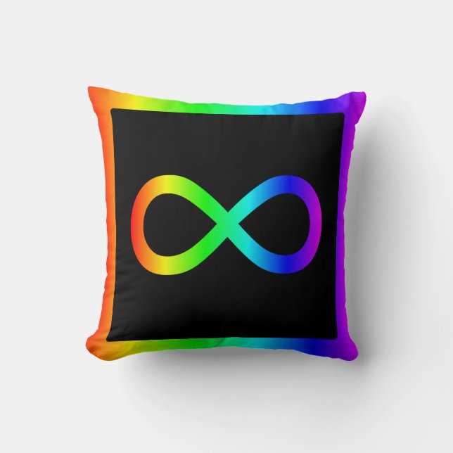Rainbow Infinity Symbol Throw Pillow (Front)