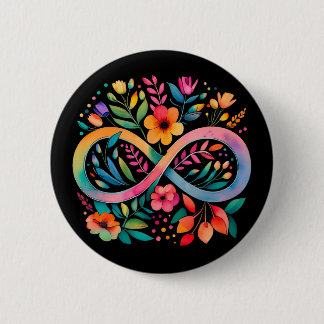  Rainbow Infinity Watercolor Flowers Autism Button