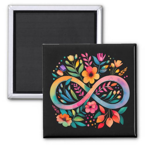  Rainbow Infinity Watercolor Flowers Autism Magnet