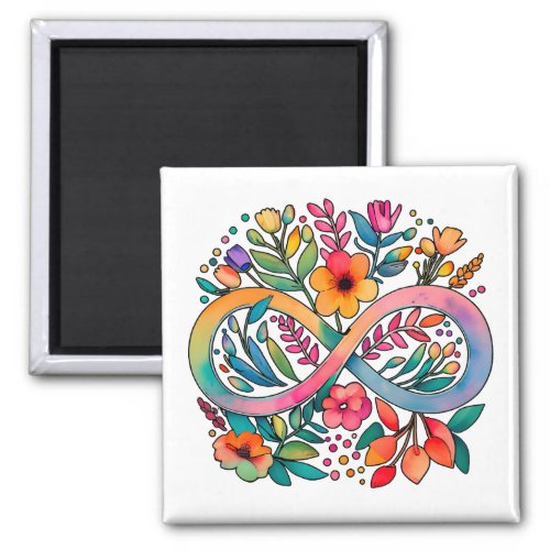  Rainbow Infinity Watercolor Flowers Autism Magnet